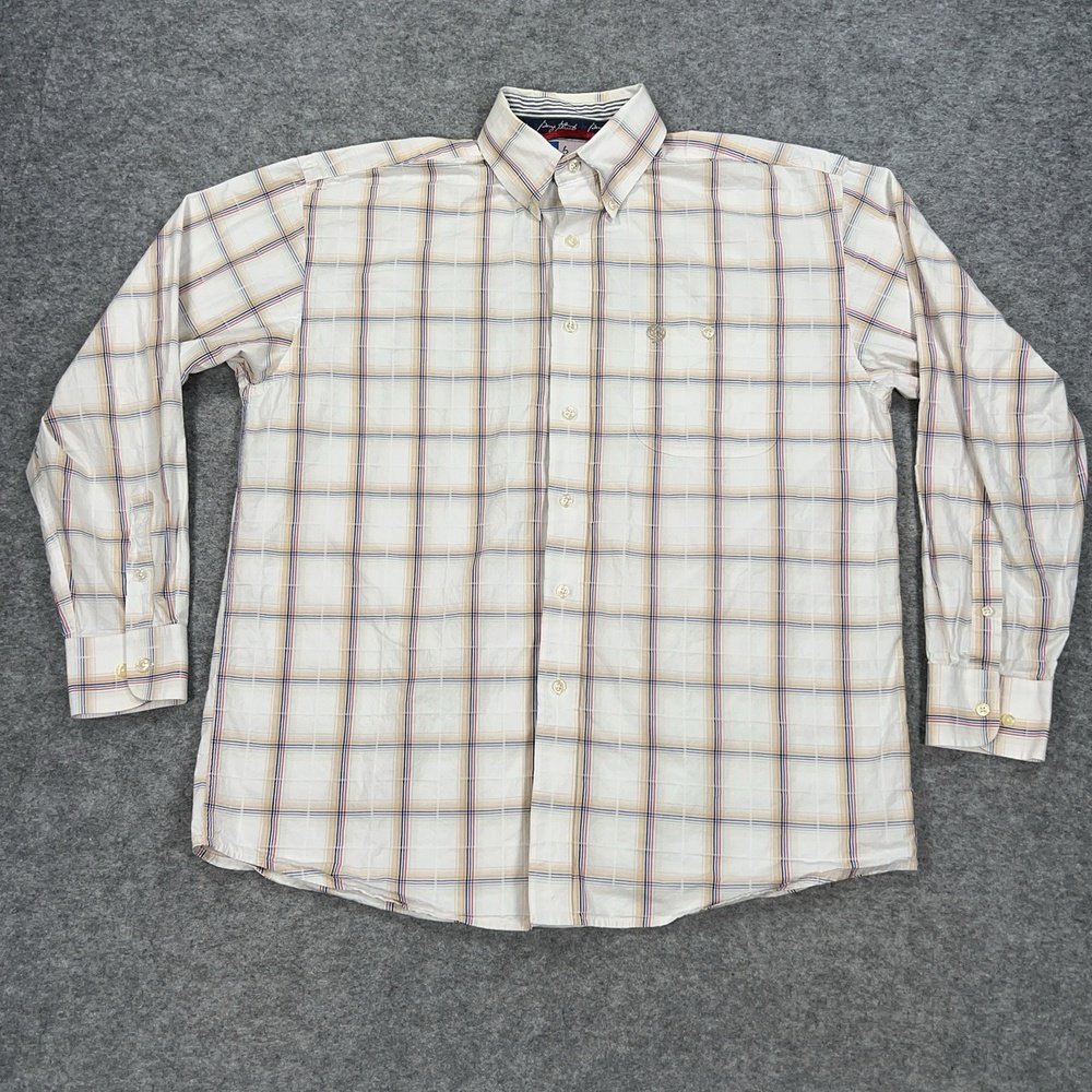 Wrangler Shirt Mens L White Plaid Button Up Long Sleeve Western Cowboy Ranch